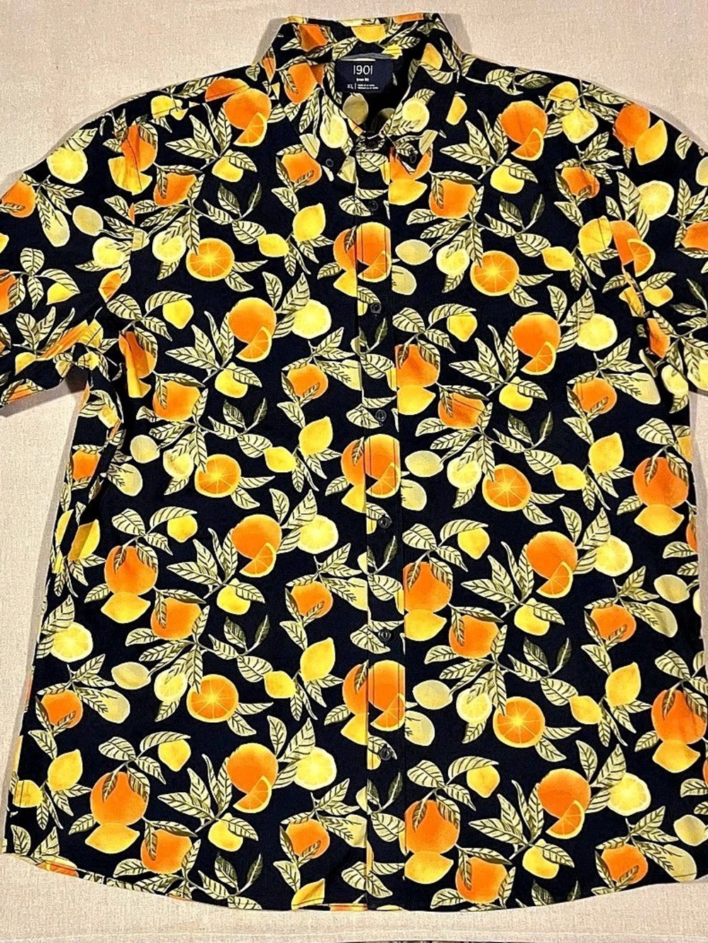 🍊 1901 Nordstrom Men’s Citrus Print Cotton Shirt — XL